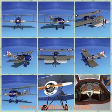 3d model the green aircraft - This is a 3d model of the green aircraft,which is the common fighter in WW1.The model is made with singel.