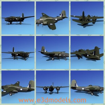 3d model the green army plane - This is a 3d model of the green army plane,which is designed to carry light bomb loads in a tactical bombing role.