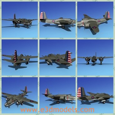 3d model the green USA plane - This is a 3d model of the green USA plane,which is designed to carry light bomb loads in a tactical bombing role.