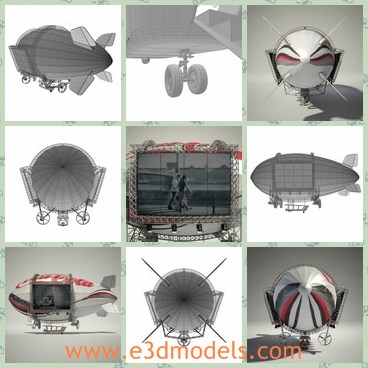 3d model the grey advertising aircraft - This is a 3d model of the grey advertising aircraft,which is large and detailed.The model is the most accuratedly constructed Blimp.