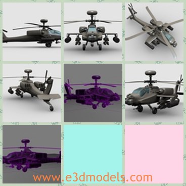 3d model the helicopter - This is a 3d model of the helicopter in army,which is practical and popular in military.