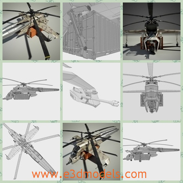 3d model the helicopter - This is a 3d model of the helicopter,which is the cargo type.The model is long and spacious.