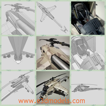 3d model the helicopter - This is a 3d model of the helicopter,which is the assault type.The model includes all objects like damper,rotors,doors and robotic arms.