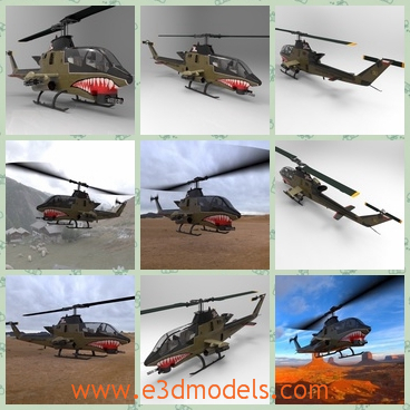 3d model the helicopter - This is a 3d model of the helicopter,which is the weapon in the Vietnam's military.The flight is stransparent and it is not easy to be found.