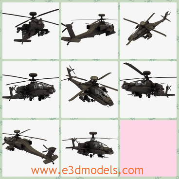 3d model the helicopter in brown - This is a 3d model of the helicopter in brown,which is the attacker in the military.The model can also used in the games.