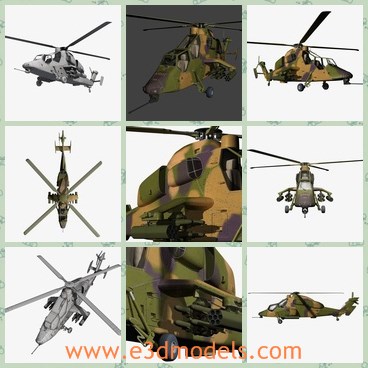 3d model the helicopter Tiger - This is a 3d model of the helicopter Tiger,which is the necessary weapon in the army.