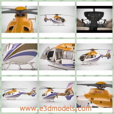 3d model the helicopter with two seats - This is a 3d model of the helicopter,which has two seats inside.The model is made with high quality materials.