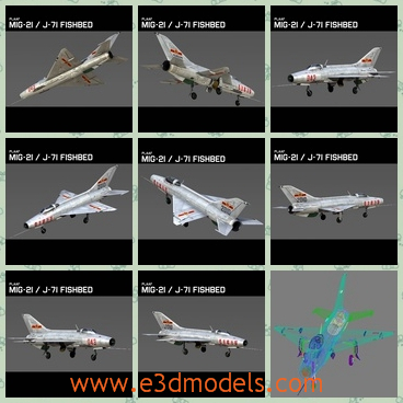 3d model the interceptor - This is a 3d model of the interceptor fighter J 7,which is a Chinese version of Russian Mikoyan-Gurevich MiG-21 supersonic jet fighter aircraft.