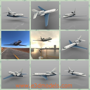 3d model the jet in white - This is a 3d model of the jet in white,which is spacious and internal arrangement is tidy and clean.