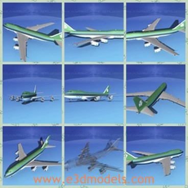 3d model the jet of Boeing - This is a 3d model of the jet of Boeing,which is large and famouse.The model  was the largest passenger jet in the world. The Boeing 747-100 was the first of the family of 747s developed and manufactured by Boeing.