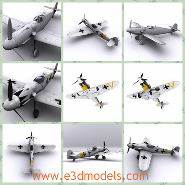 3d model the model of the fighter - This is a 3d model of the fighter,which is white and small.The model is made in German and the airplane has the round head.