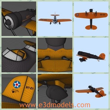3d model the orange plane - This is a 3d model of the orange plane,which is small and made with good quality.The plane is made with two seats.