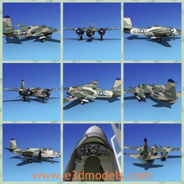 3d model the plane - This is a 3d model of the plane,which is large and modern.The model is designed to carry light bomb loads in a tactical bombing role.