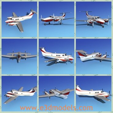 3d model the plane - This is a 3d model of the plane Beechcraft E90,which is one of the smallest of the family of pressurized twin engine King Air.