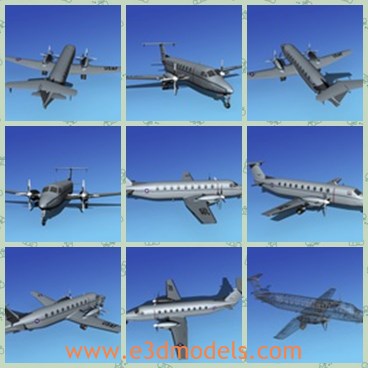 3d model the plane C-12J - This is a 3d model of the plane C-12J,which was a stock off the shelf model of the Beechcraft 1900. Only minor changes in instrumentation and communications gear were made for the US Air Force.