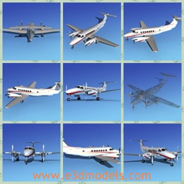 3d model the plane C350 - This is a 3d model of the plane C350,which was produced by stretching the fuselage again and retaining the T-Tail design then incorporated by all the King Air models in production.