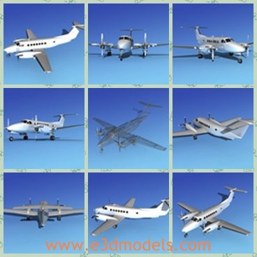 3d model the plane C350GT - This is a 3d model of the plane C350GT,which  had Garret turboprop engines introduced in 1976. The Model C-350 would be later stretched again to make the 1900 airliner.