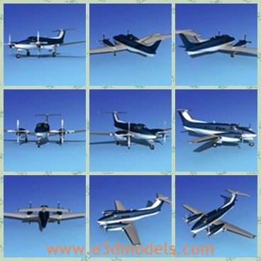 3d model the plane F90 - This is a 3d model about the plane F90,which is one of the smallest of the family of pressurized twin engine King Air.