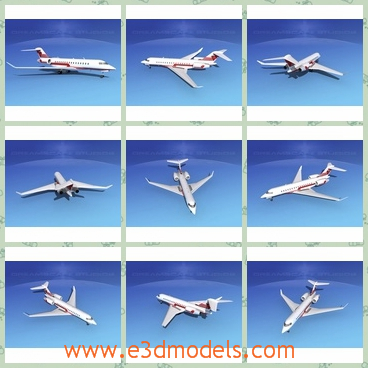 3d model the plane for global express - This is a 3d model of the plane for global express,which is white and modern and made fro the commercial usage.