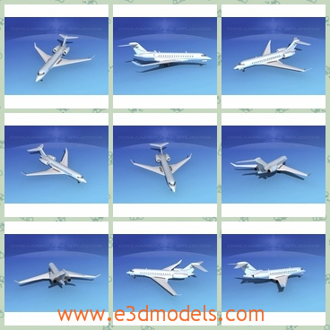 3d model the plane in business purpose - This is a 3d model of the plane in business purpose,which is white and the head is sharp,which makes it flies more fluent and faster.