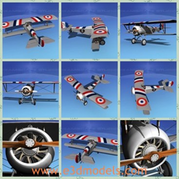 3d model the plane in France - This is a 3d model of the plane in France,which is the military fighter during WW1.The plane is created with single seat.