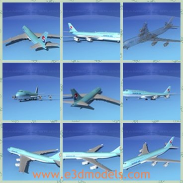 3d model the plane in Korea - This is a 3d model of the plane in Korea,which has  larger upper deck providing more capacity for seating passengers or carrying freight.