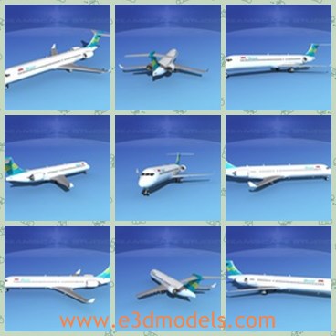 3d model the plane in Nusantara - This is a 3d model of the plane in Nusantara,which is a regional airliner capable of seating 98 to 105 passengers and 2 cockpit crew. The aircraft has a range of 1800 nautical miles and cruises at Mach .