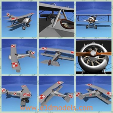 3d model the plane in Poland - This is a 3d model of the plane in Poland,which is the military weapon in WW1.The plane was powered with a 90 hp Le Rhone rotary engine and in later development was powered with a 130 hp Le Rhone rotary engine.