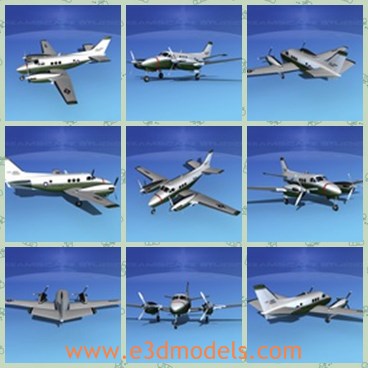 3d model the plane in the US army - This is a 3d model of the plane in the US army,which is large and modern.The model carried room for up to 6 passengers or gear and could be converted quickly removing the seating to carry cargo.