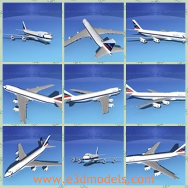 3d model the plane in white - This is a 3d model of the plane in white,which is made for passengers.The model is made with four engines.