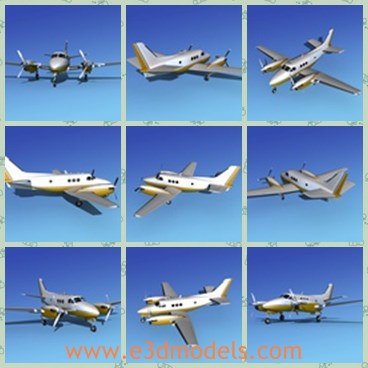 3d model the plane King Air V05 - This is a 3d model of the plane King Air V05,which C90 is the smallest of the family of pressurized twin engine King Air. The C90 has a longer wingspan than earlier 90 models A90 and B90 began production in 1971.