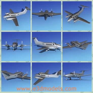 3d model the plane made for business use - This is a 3d model of the plane designed as the Super King Air,which was dropped in the 1990s.The interior included space for more seating that the earlier 90 models.