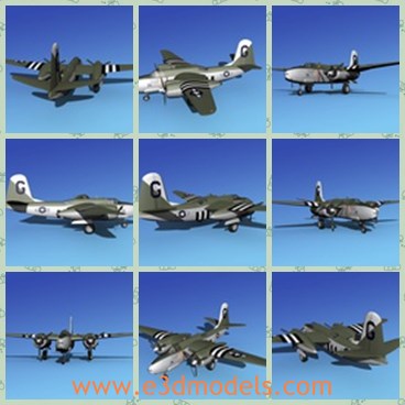 3d model the plane made in WW2 - This is a 3d model of the plane made in WW2,which is made with good quality.The model is designed to carry light bomb loads in a tactical bombing role.