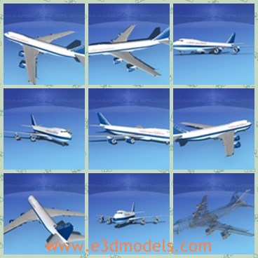 3d model the plane of Boeing - This is a 3d model of the plane of Boeing 747-100,which  was the first of the family of 747s developed and manufactured by Boeing.