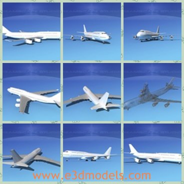 3d model the plane of Boeing747 - This is a 3d model of the plane of Boeing 747,which is famous with two engines.The model has a larger upper deck providing more capacity for seating passengers or carrying freight.