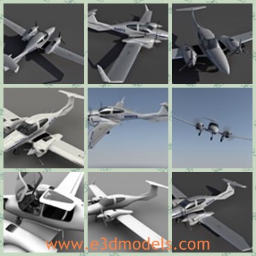 3d model the plane with diamond - This is a 3d model of the plane with diamond,which is created for private usage.The plane is white and practical.
