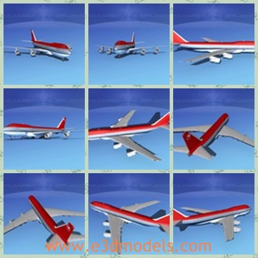 3d model the plane with red body - This is a 3d model of the plane with red body,which is the product of the northwest airlines.The model is the largest passenger jet in the world.