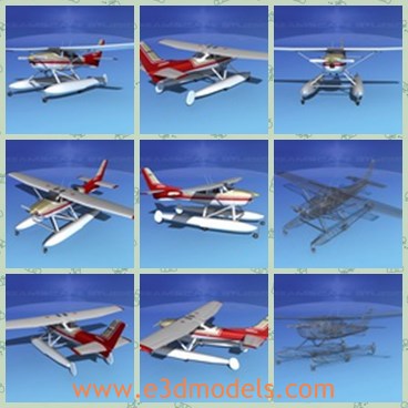 3d model the plane with red color - This is a 3d model of the plane with red color,which is the amphibian model.The model is immediately popular with pilots. During the early 1960s the Skylane was redesigned along with all of the Cessna production line.