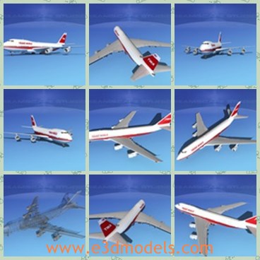 3d model the plane with red tail - This is a 3d model of the plane with red tail,which is large and modern and safe.The model is famous around the world.