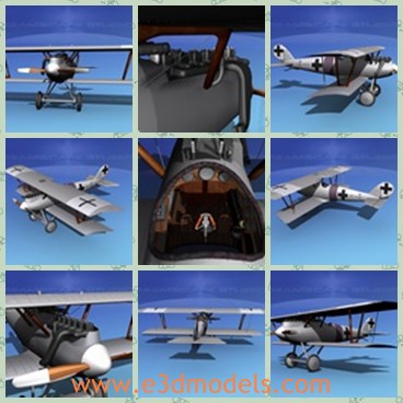 3d model the plane with single seat - This is a 3d model of the plane with single seat,which  was developed by Rudolph Gehringer as a new fighter design.The resulting Pfalz was strong and maneuverable but was labor intensive to build and expensive.