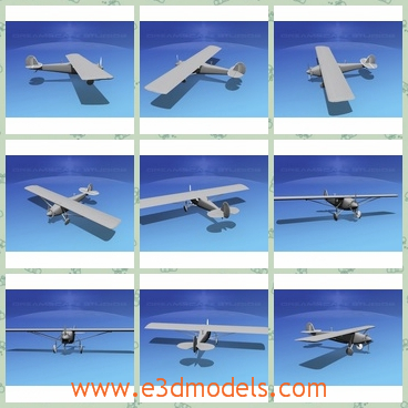 3d model the plane with the straight wings - This is a 3d model of the plane with the straight wings,which has a single engine,and a single seat,which is named in honor of Lindbergh'supports.