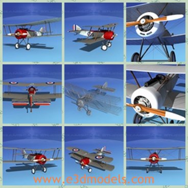 3d model the plane with two wheels - This is a 3d model of the plane with two wheels,which is small and entered service with the Royal Air Service and the Royal Naval Air Service and proved very successful until 1917.