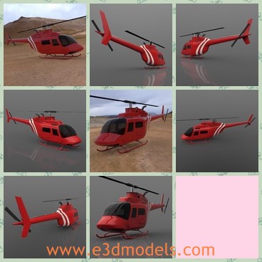 3d model the red helicopter - This is a 3d model of the red helicopter,which is small and practical.The model has produced more than 1,700 Ls across all variant types.