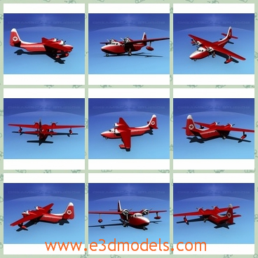 3d model the red plane - This is a 3d model of the red amphibian plane,which is modern and special.The mode can be used both in the air and into the water.