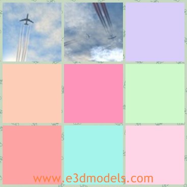 3d model the sky - This is a 3d model of the sky,which is blue and has a plane flying .The model is rare nowadays.