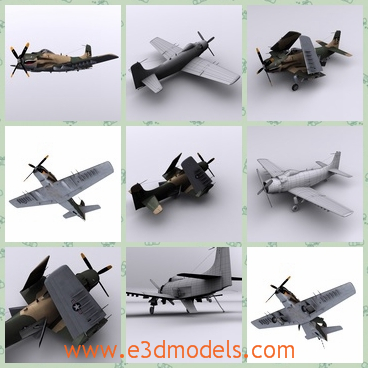 3d model the skyraider as a bomber - This is a 3d model of the skyraider as a bomber,which is small and used by the amy.