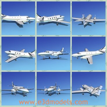 3d model the white aircraft - This is a 3d model of the white aircraft,which was developed from a gradual design development from the original twin engine Beechcraft Twin Bonanza.and Queen Air.