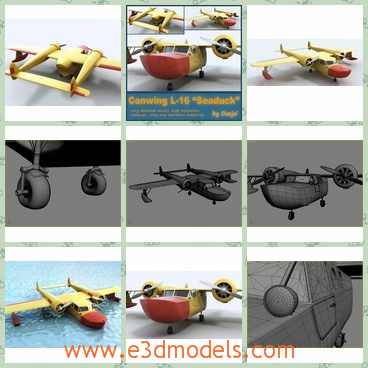 3d model the yellow airplane - This is a 3d model of the yellow airplane,which is made in high quality and in details.