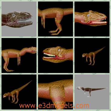 3d model of megalossaurus dinosaur - There is a 3d model of megelossaurus dinosaur which has a long and heavy body and a sharp tail. It has many sharp teeth.