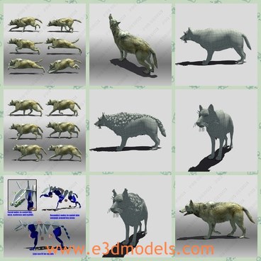 3d model the animated wolf - This is a 3d model of the animated wolf,which can be used with a displace modifier to add muscle or to make it skinnier.